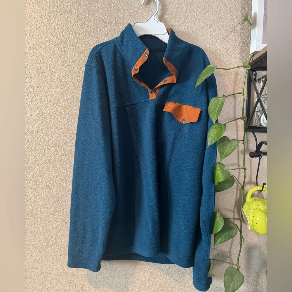 Zyia Wicked Teal Quilted Pocket Pullover - Picture 2 of 5